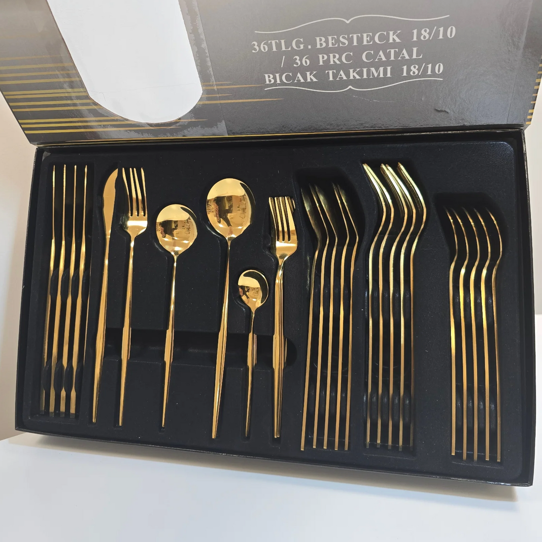 Set Complets de Couverts - Ménagère 36 pièces - Inox Doré - Happymuzdeco