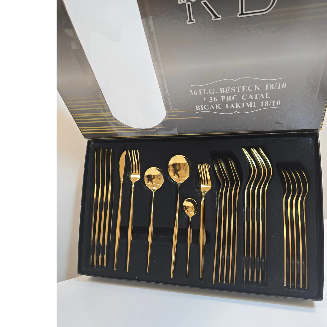 Set Complets de Couverts - Ménagère 36 pièces - Inox Doré - Happymuzdeco