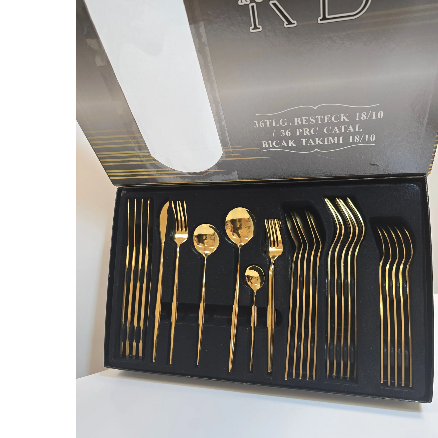 Set Complets de Couverts - Ménagère 36 pièces - Inox Doré - Happymuzdeco