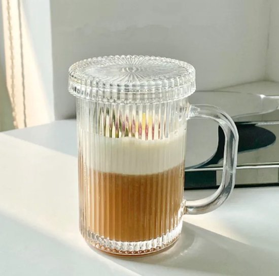 Tasse en verre design avec couvercle - Happymuzdeco