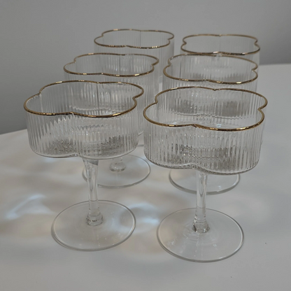 Lot de 6 verres à cocktail Trèfle – Liseré doré - Happymuzdeco