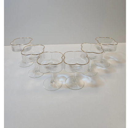 Lot de 6 verres à cocktail Trèfle – Liseré doré - Happymuzdeco