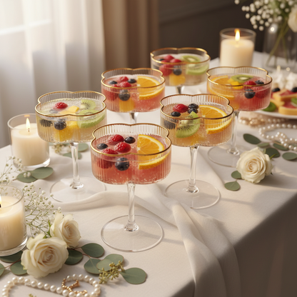 Lot de 6 verres à cocktail Trèfle – Liseré doré