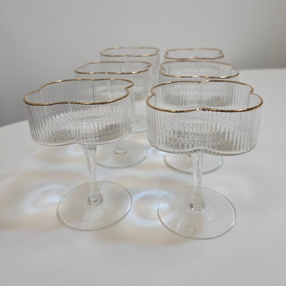 Lot de 6 verres à cocktail Trèfle – Liseré doré - Happymuzdeco