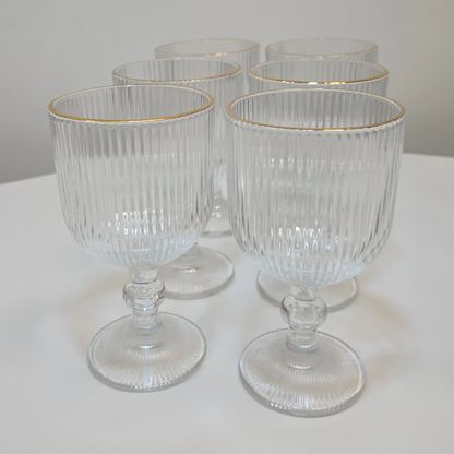 Lot de 6 Verres à pied Line – Liseré Doré - Happymuzdeco