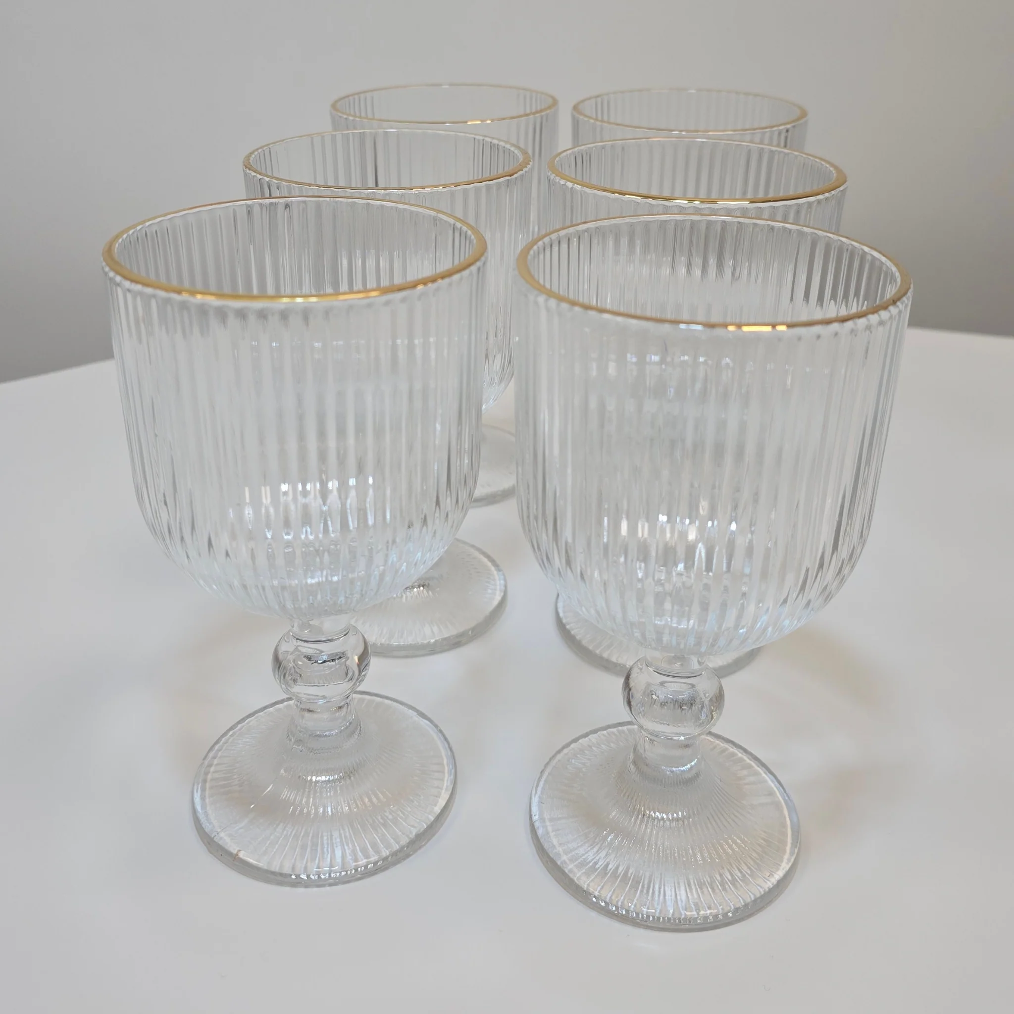 Lot de 6 Verres à pied Line – Liseré Doré - Happymuzdeco