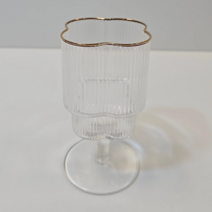 Lot de 6 Verres à pieds Trèfle – Liseré Doré - Happymuzdeco