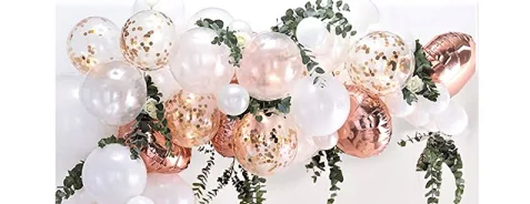 Kit arche à ballons Blanc &amp; Rose Gold (71 Ballons)