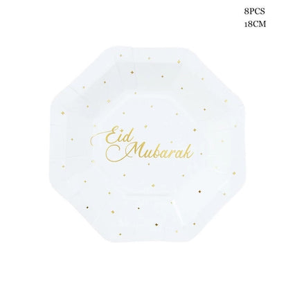 Set Vaisselles de table Eid Mubarak Blanc 72 pièces (bientôt disponible) - Happy Muz Deco