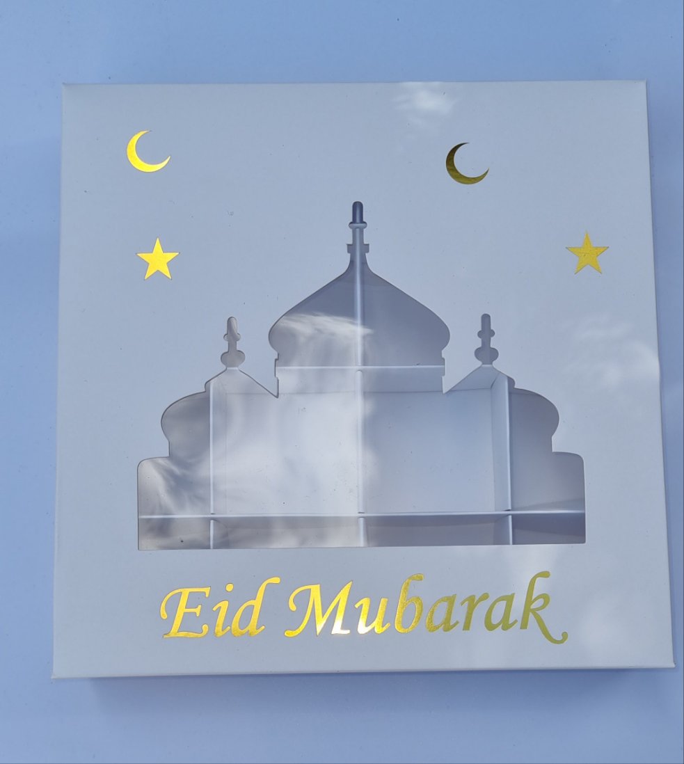 Boîte à gâteaux Eid Mubarak - Blanc