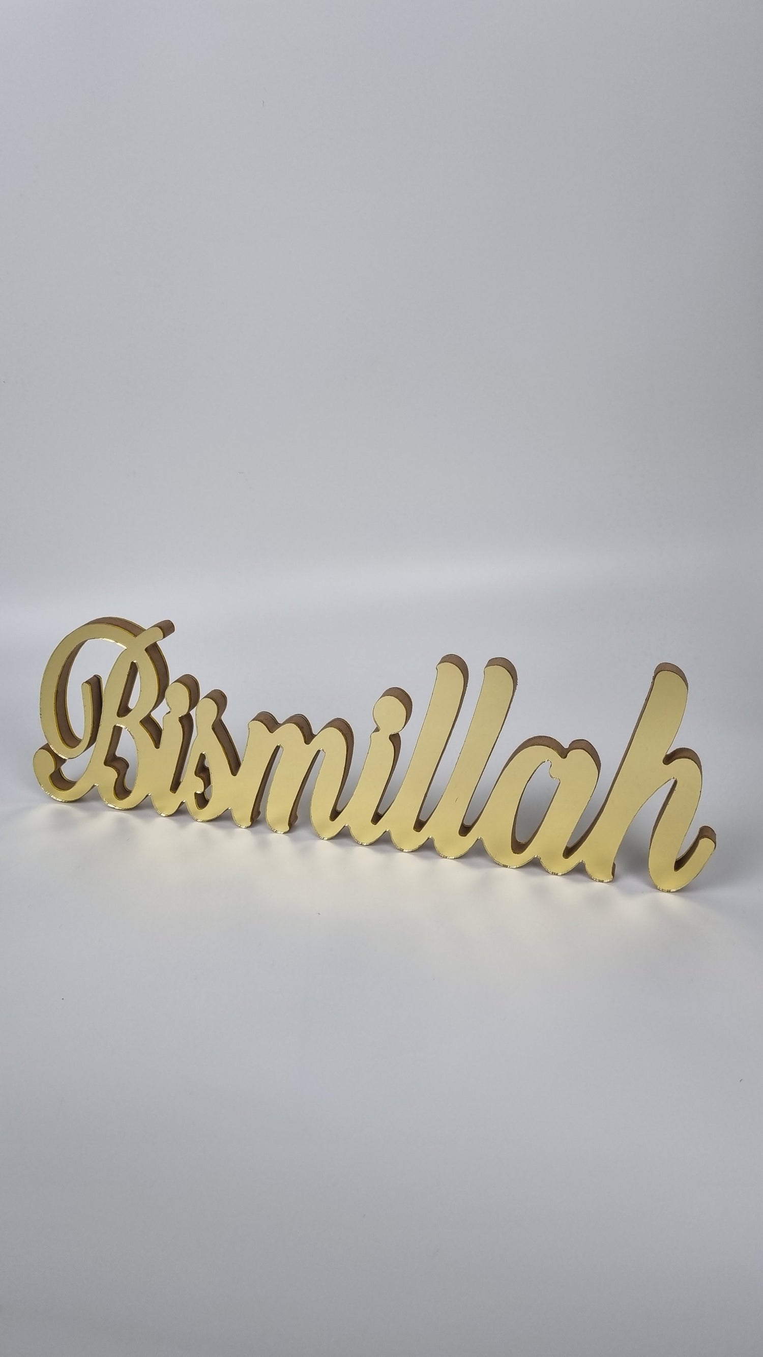 Lettres décoratives Bismillah avec effet miroir - Doré