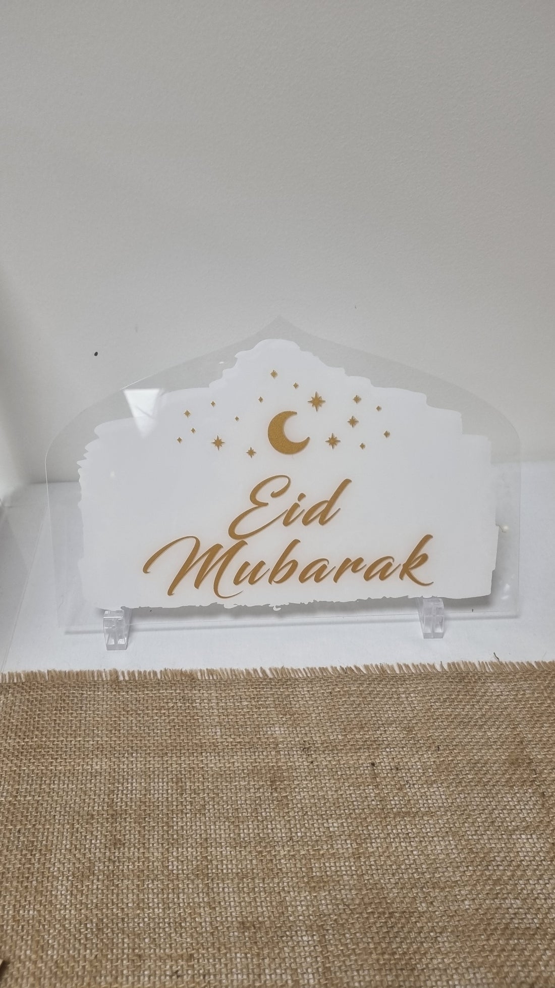 Eid Mubarak decoration - Transparent acrylic and gold glitter