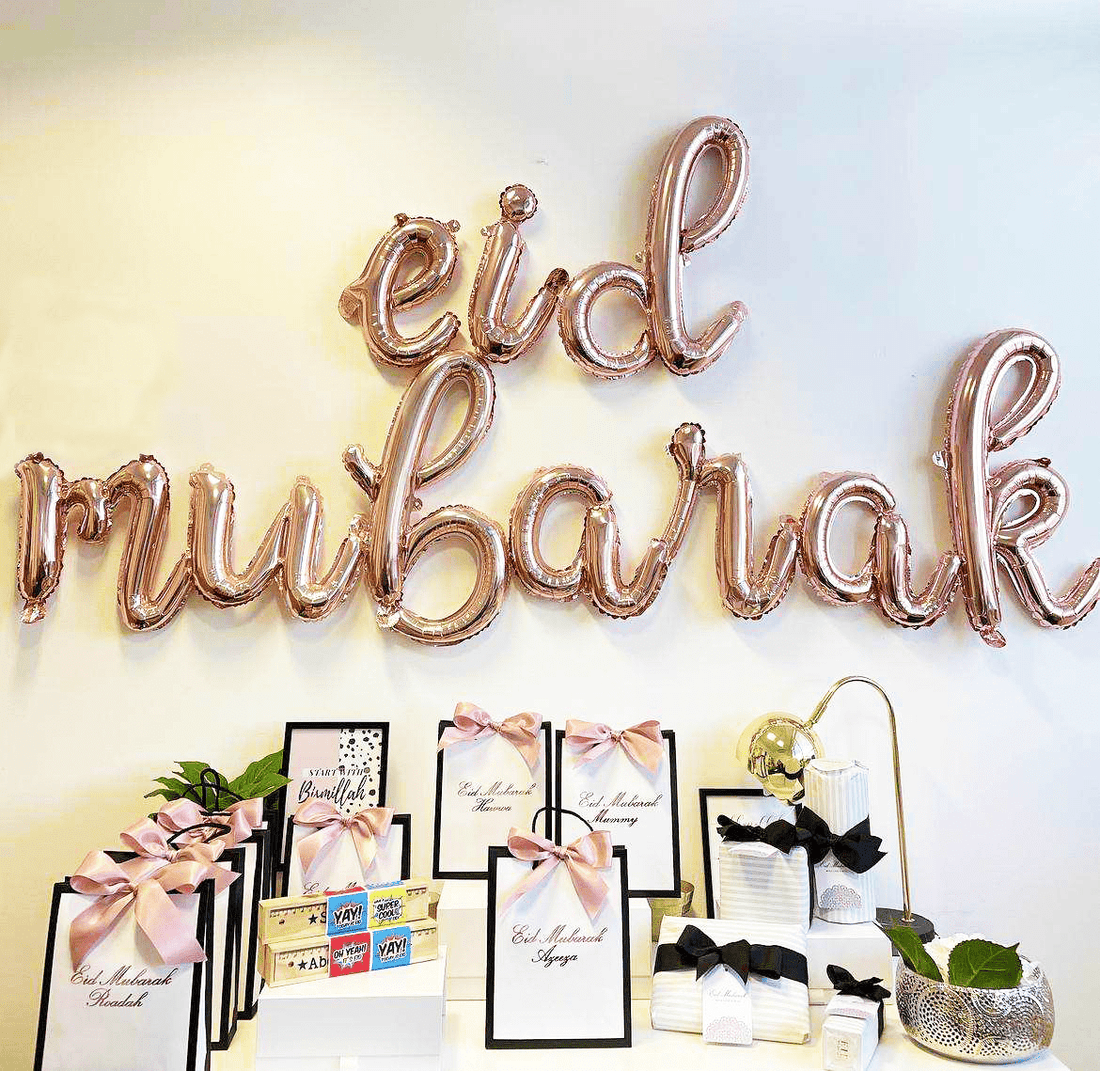 Ballons lettres minuscules eid mubarak Rose B - Happy Muz Deco
