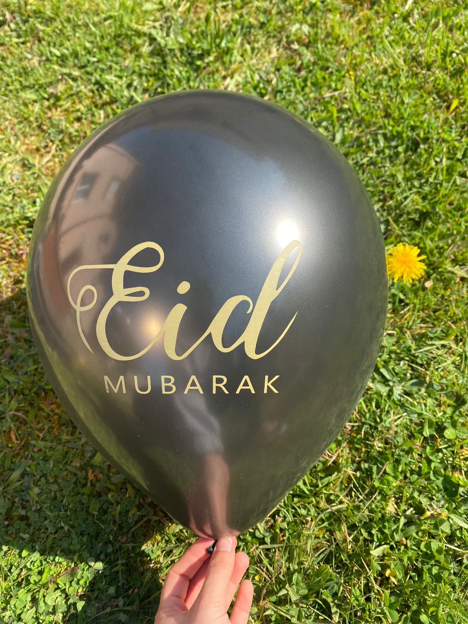 Ballons métallisés Eid Mubarak Italique Noir