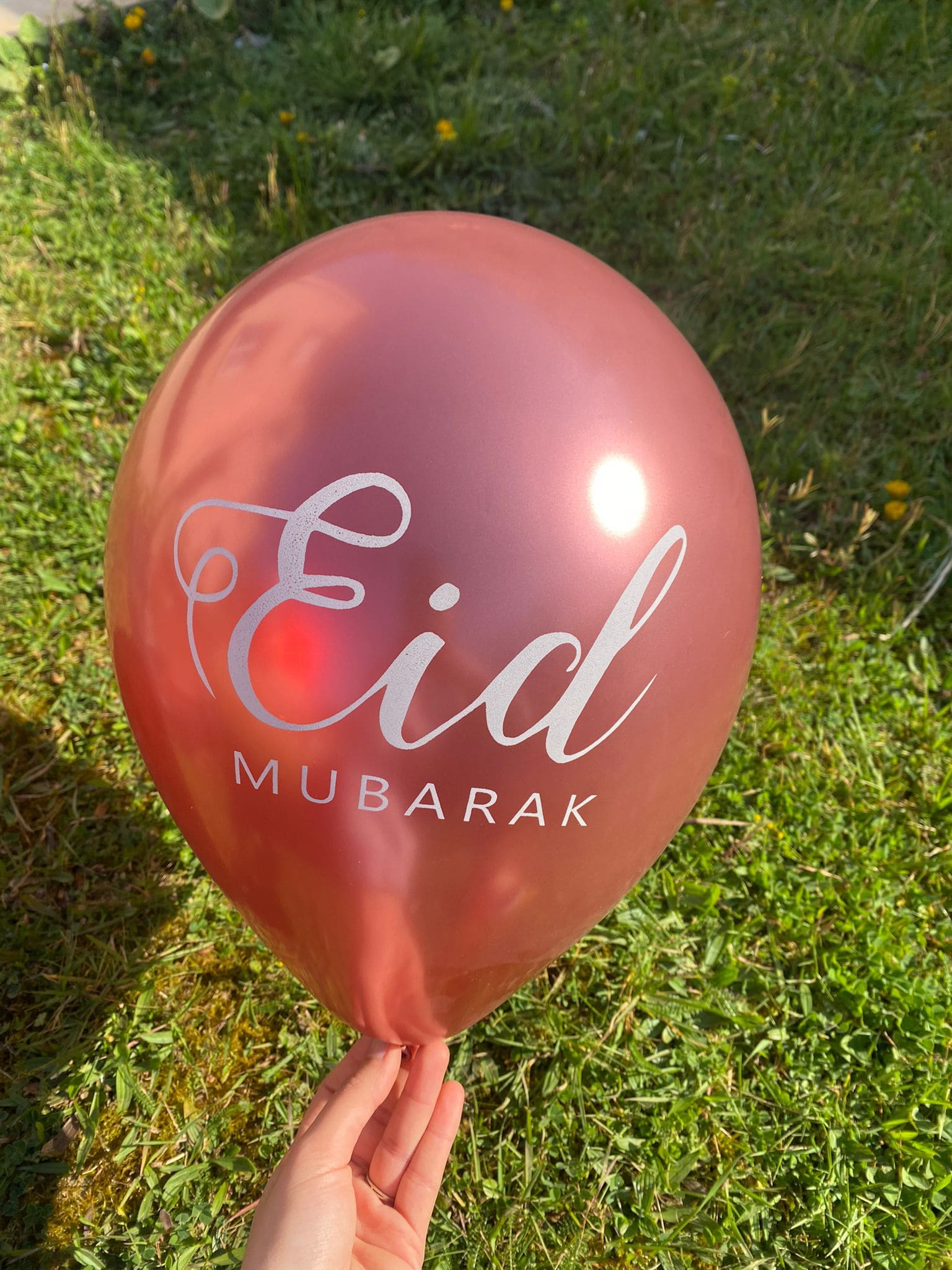 Ballons métallisés Eid Mubarak Italique Rose
