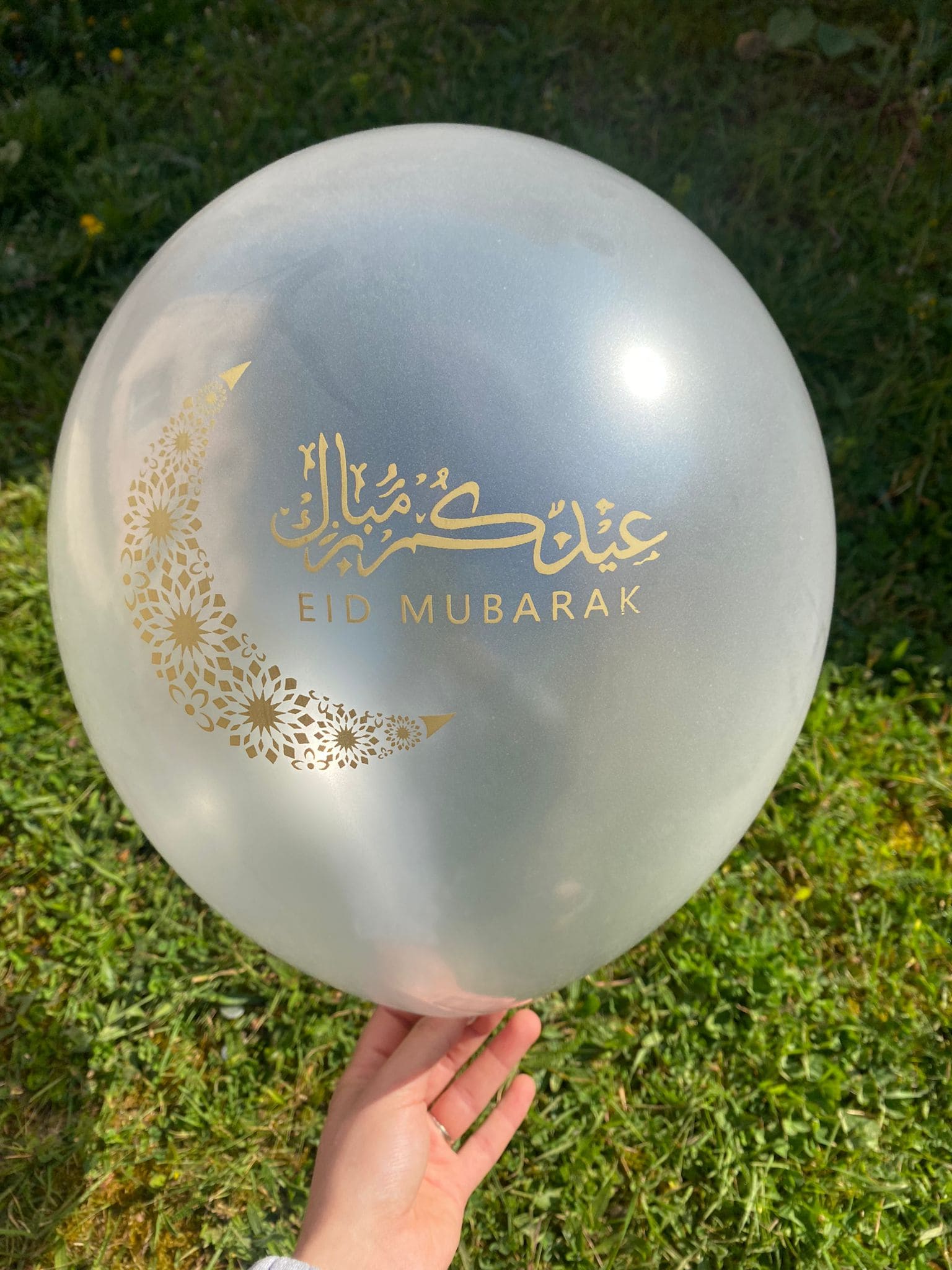 Ballons métallisés Eid Mubarak Lune Blanc