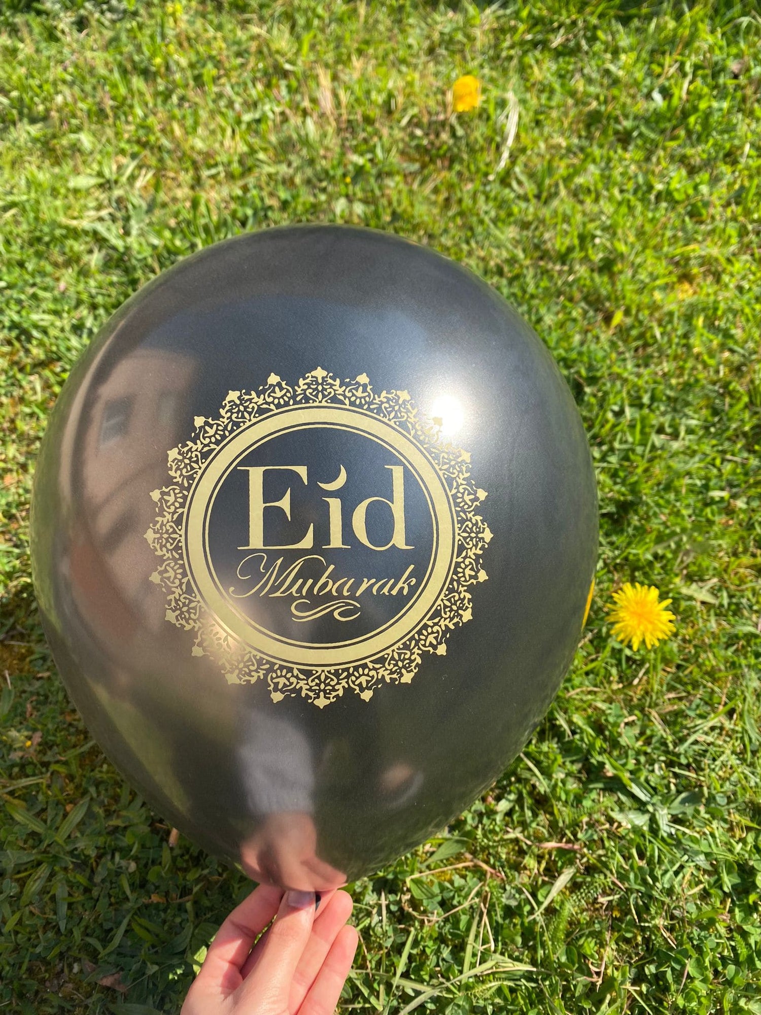Ballons métallisés Eid Mubarak Rosace Noir