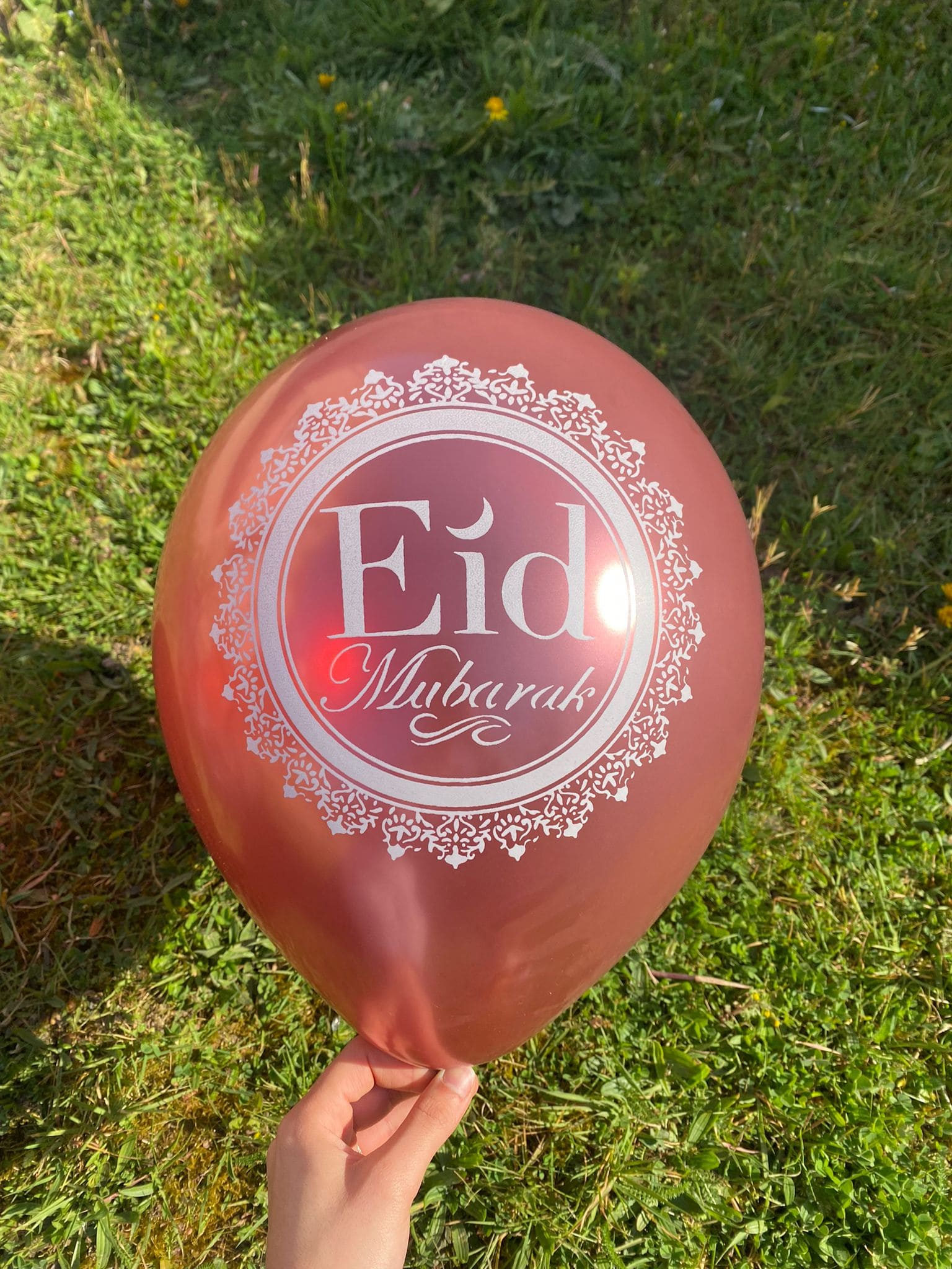 Ballons métallisés Eid Mubarak Rosace Rose