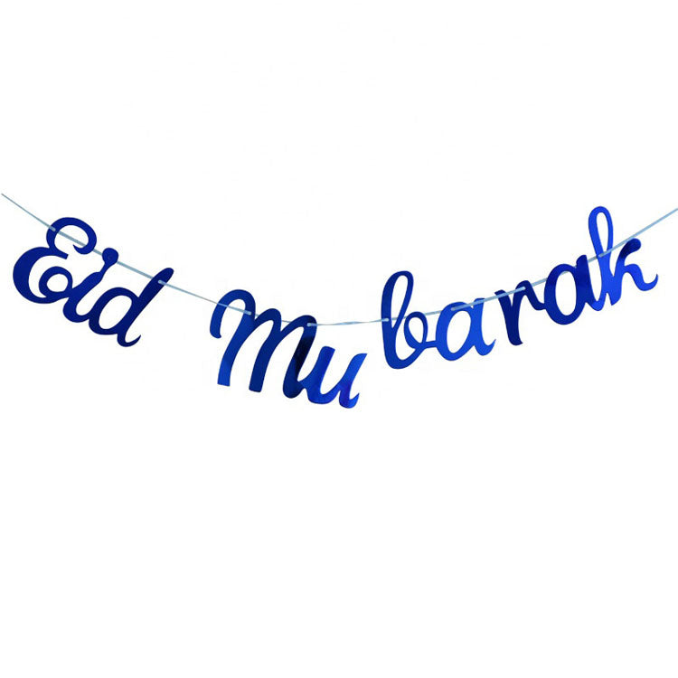 Banderole brillante Eid Mubarak - Bleu - Happy Muz Deco
