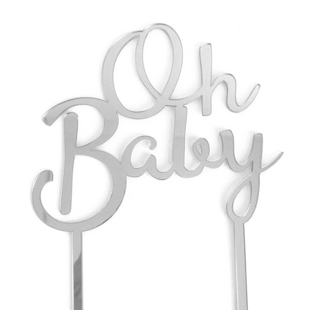 Cake topper Oh Baby Argent