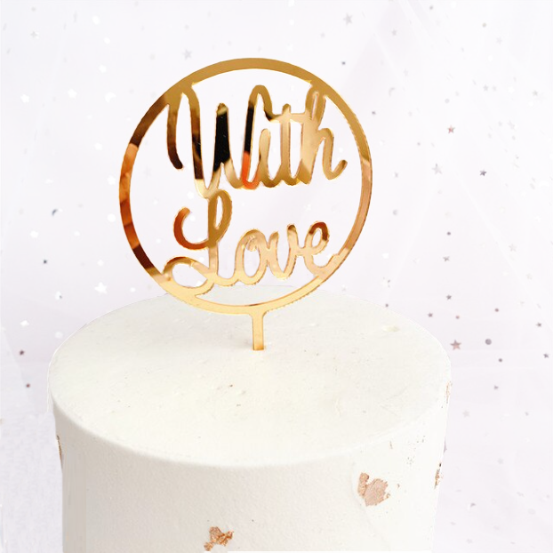 Cake topper With Love Rond Dore