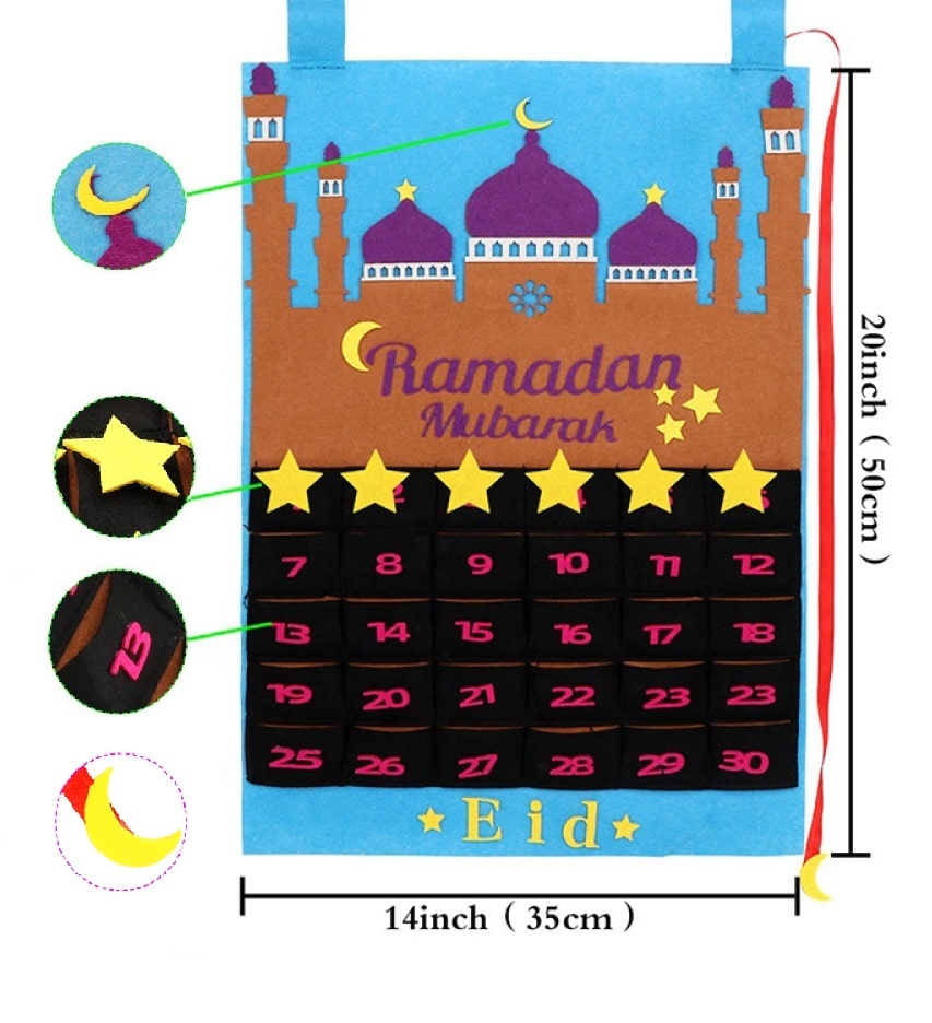 calendrier etoile du ramadan bleu | Ramadan Calendar | Ramadan Quiz | Kids games