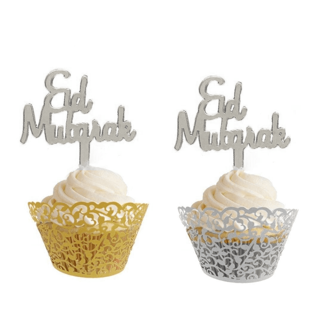 Cupcake topper Eid Mubarak Argent B
