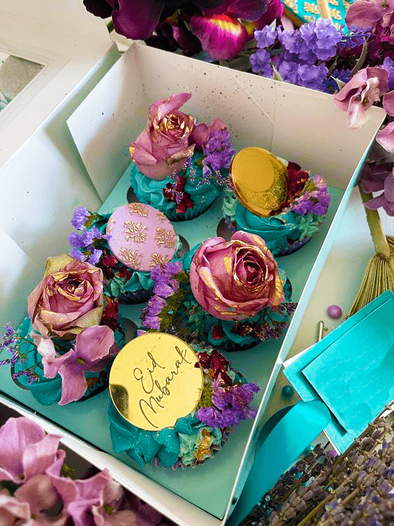 Cupcake topper disque | Dore Eid Mubarak Cupcake topper | Deco Gateau