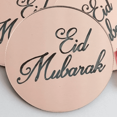 Cupcake topper disque Eid Mubarak Rose