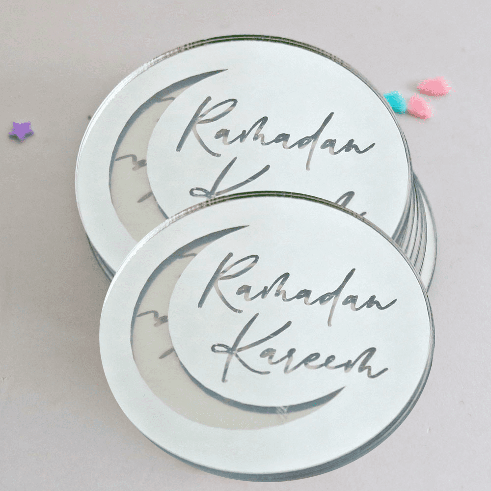 Cupcake topper disque Ramadan Kareem Argent | Deco gateau | Ramadan decorations - Happy Muz Deco