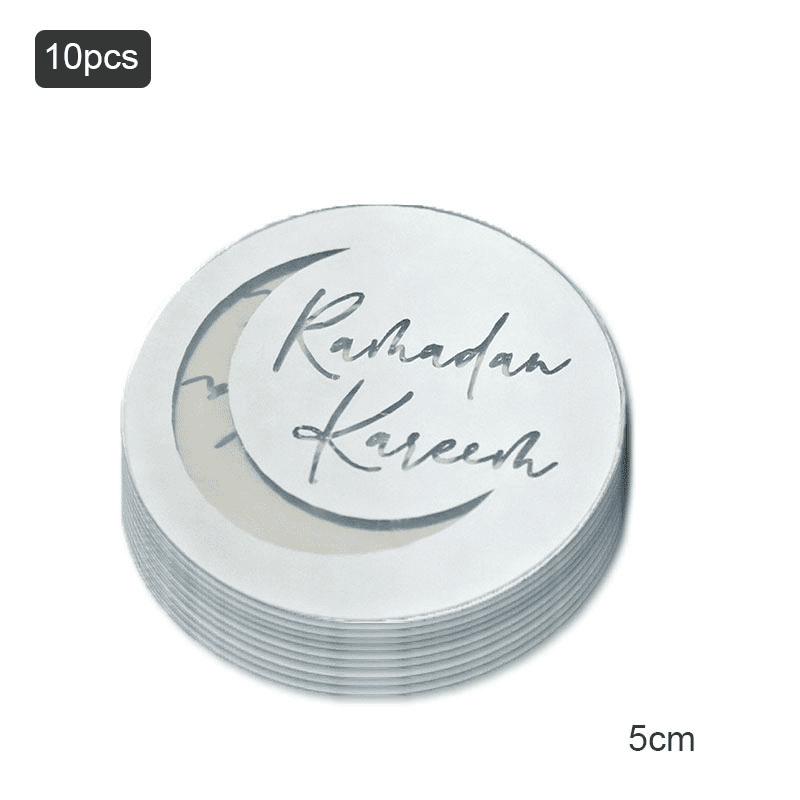 Cupcake topper disque Ramadan Kareem Argent | Deco gateau | Ramadan decorations - Happy Muz Deco