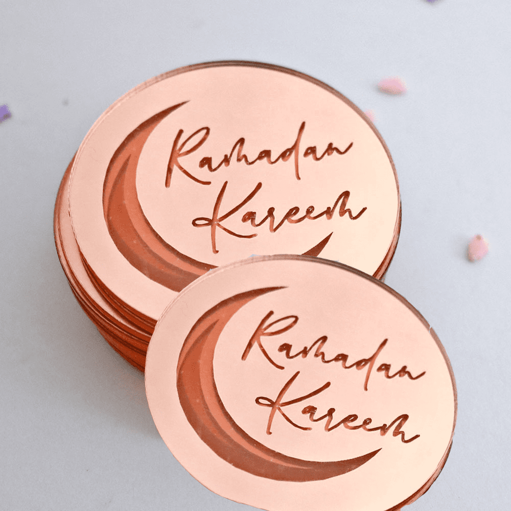 Cupcake topper disque Ramadan Kareem Rose A - Happy Muz Deco
