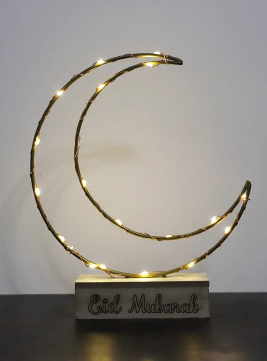 Déco de table lumineuse croissant de lune LED - Métallique doré