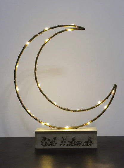Déco de table lumineuse croissant de lune LED - Métallique doré