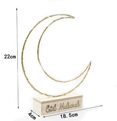Déco de table lumineuse croissant de lune LED - Métallique doré