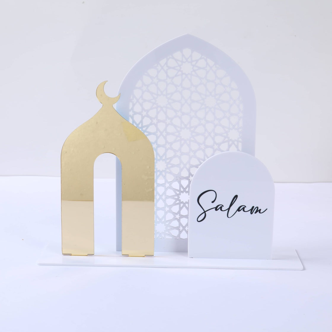 Déco en Acrylique Trio Eid et Salam - Blanc et Doré