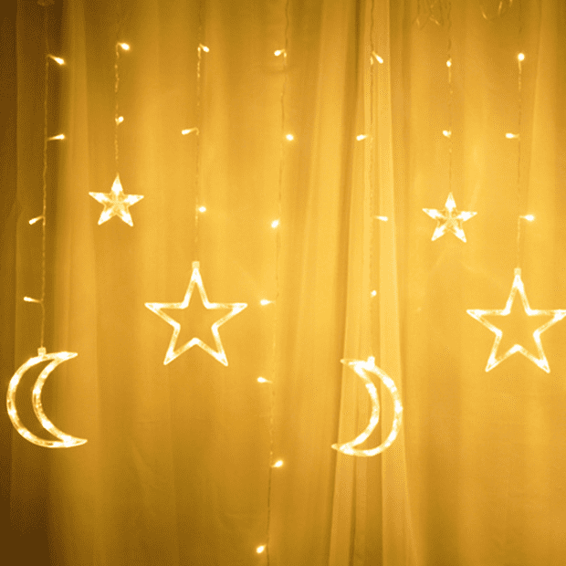 Guirlande lumineuse LED en forme d'étoile et lune - Alistore
