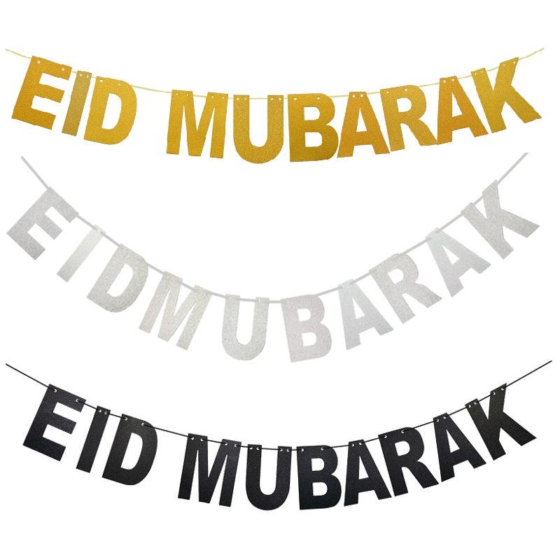 Banderoles Eid Mubarak pailletées - Happy Muz Deco