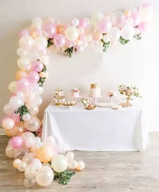 Kit arche à ballons Blanc Rose &amp; Pêche (115 Ballons)