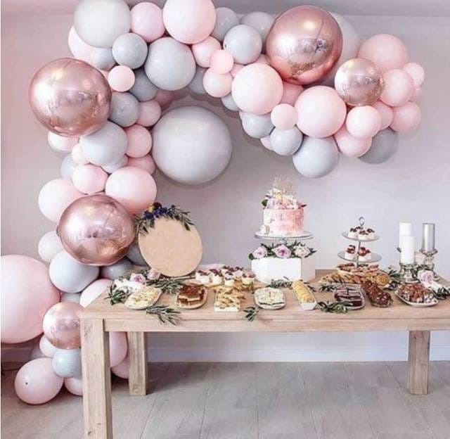 Kit arche à ballons Rose & Bleu Gris (167 Ballons) - Happy Muz Deco