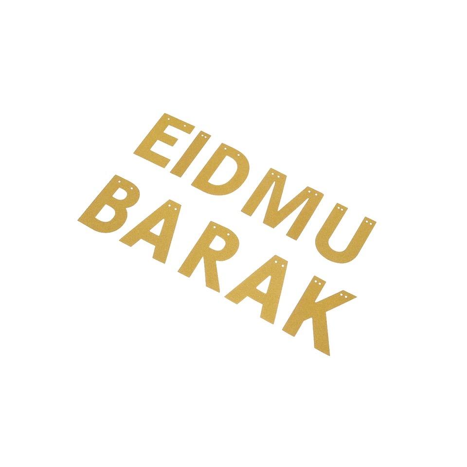 Banderoles Eid Mubarak pailletées | bannières suspendues | accrocher des lettres sur une ficelle - Happy Muz Deco