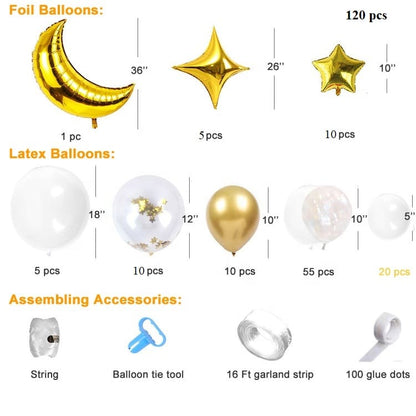 Kit arche a ballons blanc dore | Decor Ballons | Eid Mubarak Decorations | Ramadan Mubarak Decorations
