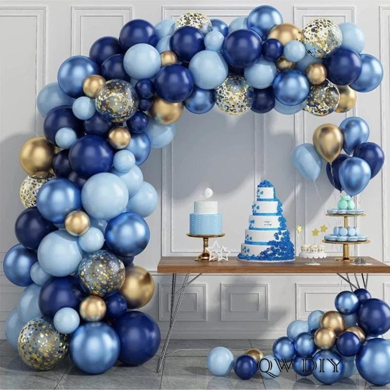 Kit arche a ballons bleu dore | Decor Ballons | Eid Mubarak Decorations | Ramadan Mubarak Decorations