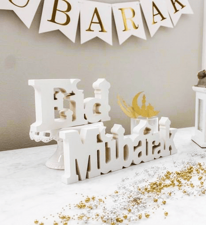 lettres decoratives blanc deco decoration eid mubarak ramadan 2022