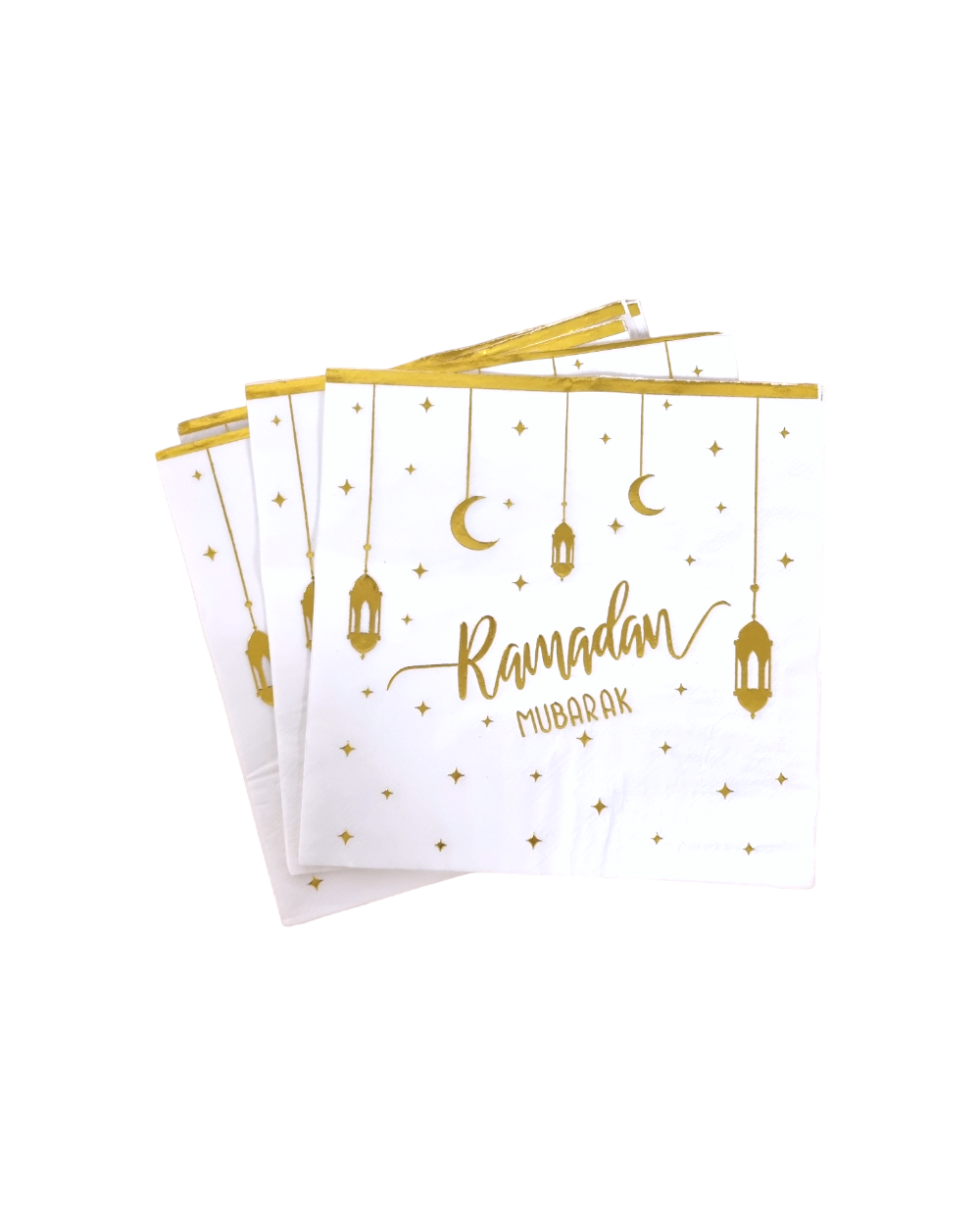 Serviettes Ramadan Mubarak x16 blanc et doré