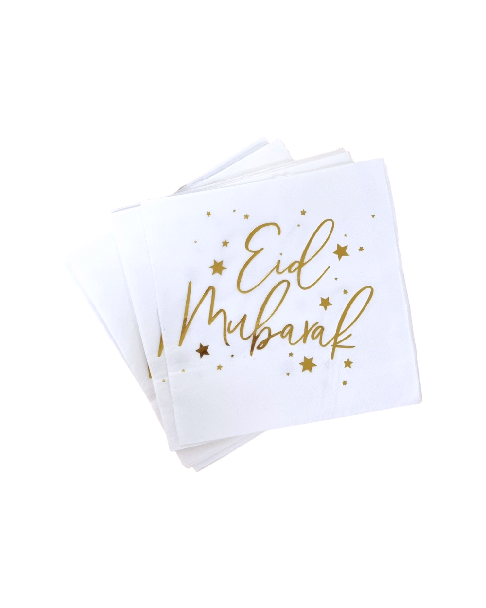 Serviettes Eid Mubarak x16 blanc et doré