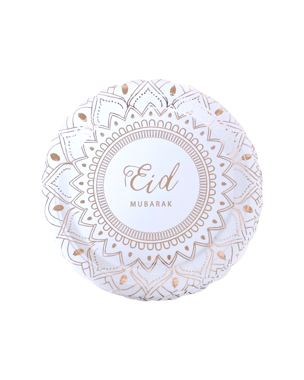 Grandes assiètes Eid Mubarak x8 blanc et rose - Happy Muz Deco