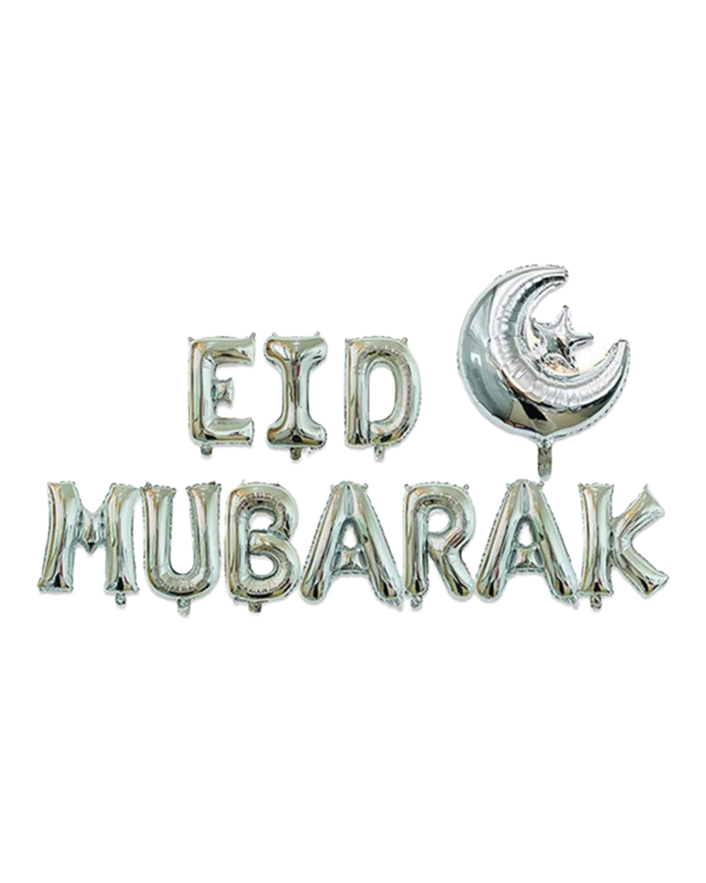 Ballons lettres eid mubarak Argent - Happy Muz Deco