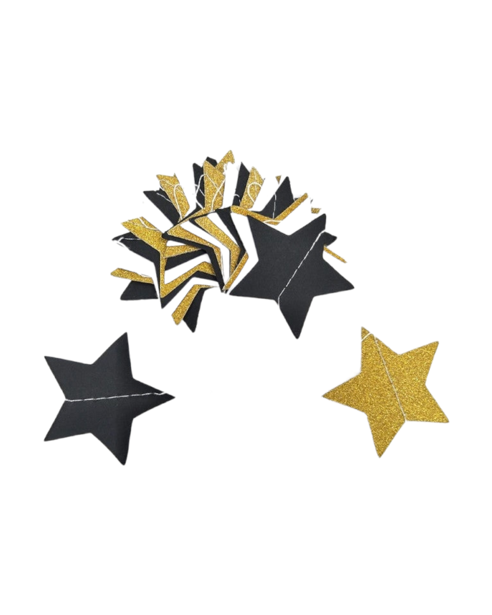 Glittery star banner - Black, white and gold