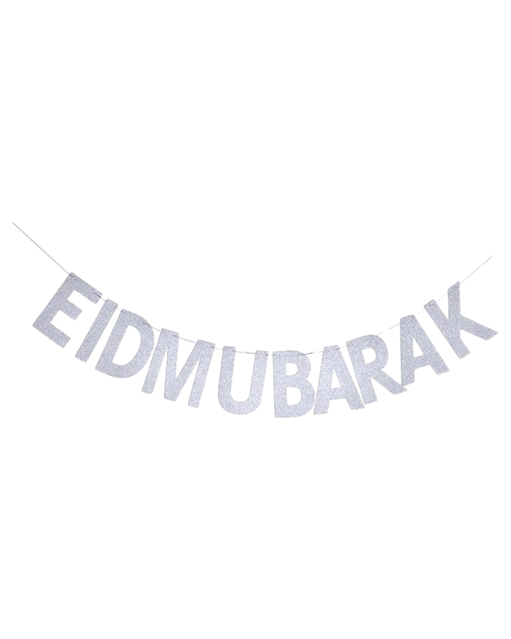 Banderoles Eid Mubarak pailletées argentées - Happy Muz Deco